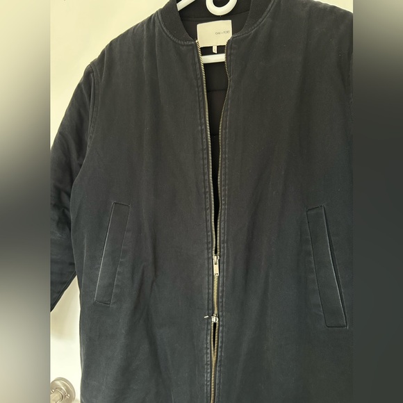 Oak+fort long bomber cotton jacket, navy color, size Small - Picture 8 of 9